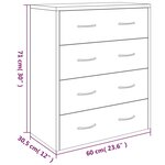 vidaXL Buffet avec 4 tiroirs 60x30 5x71 cm Chêne fumé