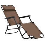 vidaXL Chaises longues pliables 2 Pièces avec repose-pied Acier Marron
