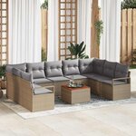 vidaXL Ensemble de canapé de jardin 10 Pièces Beige  gris clair