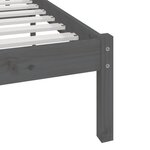vidaXL Cadre de lit sans matelas gris 135x190 cm bois de pin massif