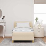 vidaXL Lit à Ressorts avec Matelas Crème 90x200 cm Tissu Crème