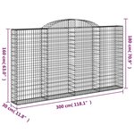 vidaXL Paniers à gabions arqués 10 Pièces 300x30x160/180 cm fer galvanisé