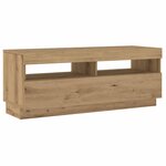 vidaXL Meuble TV avec lumières LED chêne artisanal bois d'ingénierie