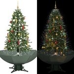 vidaXL Arbre de Noël neigeux avec base de parapluie Vert 170 cm
