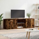 vidaXL Meuble TV chêne fumé 120x34x37 cm bois d'ingénierie