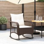 vidaXL Chaise à bascule de jardin avec coussins marron résine tressée