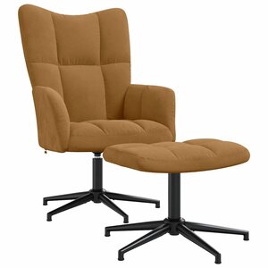 vidaXL Chaise de relaxation avec tabouret Marron Velours