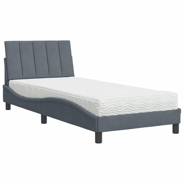 vidaXL Lit avec matelas gris foncé 80x200 cm velours