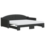 vidaXL Lit de jour avec gigogne et matelas noir 90x190 cm tissu
