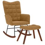 vidaXL Chaise à bascule avec repose-pied marron velours