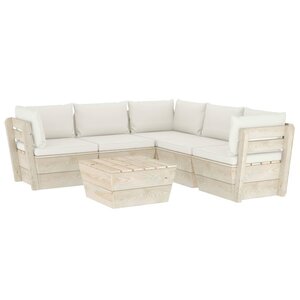 vidaXL Salon de jardin palette 6 Pièces avec coussins bois d'épicéa