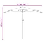 Vidaxl parasol de balcon et mât en aluminium anthracite 270x144cm demi