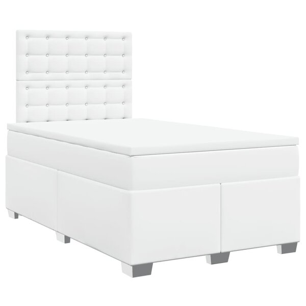 vidaXL Sommier à lattes de lit avec matelas blanc 120x190cm similicuir