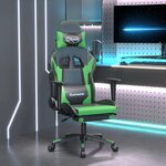 vidaXL Chaise de jeu de massage et repose-pied Noir et vert Similicuir
