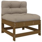 vidaXL Salon de jardin 4 Pièces avec coussins marron miel bois massif