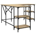 Bureau table poste de travail meuble d'ordinateur informatique étude chêne sonoma 139 x 139 x 75 cm bois d'ingénierie brun 02_0023642