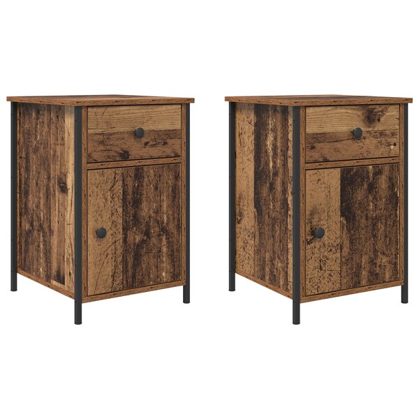 vidaXL Armoires de Chevet 2 Pièces Bois Ancien 40x42x60 cm Bois d'Ingénierie