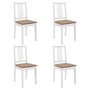 vidaXL Chaises à manger avec coussins lot de 4 blanc bois solide