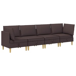 vidaXL Canapé modulaire avec rangement 4 Pièces Marron foncé Tissu