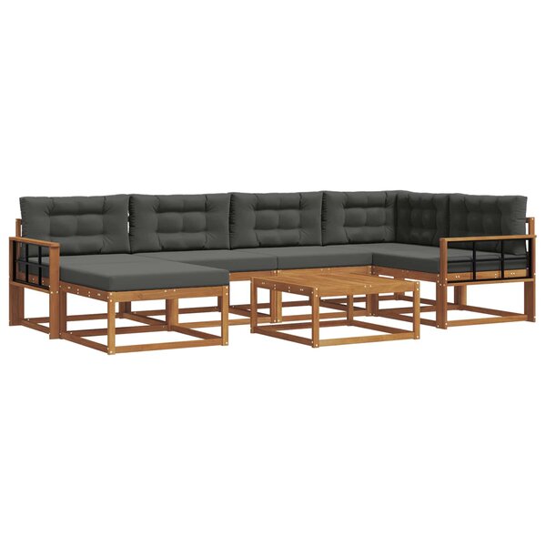 vidaXL Ensemble de canapés d'extérieur 7 Pièces Naturel et Anthracite