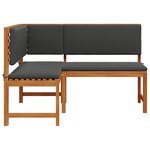 Banc d'angle de jardin vidaXL avec coussins 140x100x91 cm en bois massif d'acacia