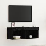 Buffet TV vidaXL avec éclairage LED Chêne noir 80x30x30 cm
