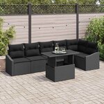 vidaXL Ensemble de canapé de jardin 7 Pièces Noir 100 x 55 x 73 cm