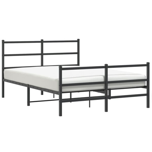 vidaXL Cadre de lit métal sans matelas avec pied de lit noir 140x190cm