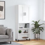 vidaXL Buffet haut Blanc brillant 69 5x34x180 cm Bois d'ingénierie
