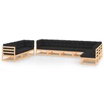 vidaXL Salon de jardin 10 Pièces avec coussins anthracite Pin massif