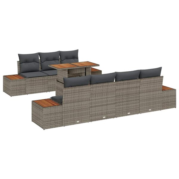 vidaXL Ensemble de canapé de jardin 8 Pièces Gris Poly rotin