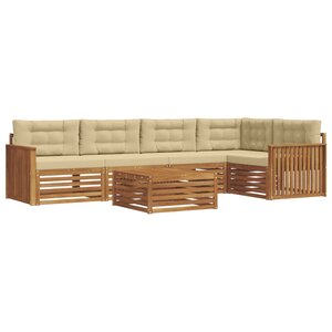 vidaXL Ensemble de canapés d'extérieur 6 Pièces Naturel et Beige