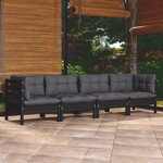 vidaXL Salon de jardin 4 Pièces avec coussins bois de pin massif