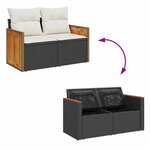 vidaXL Salon de jardin avec coussins 8 Pièces noir résine tressée acacia