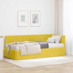 vidaXL Cadre de lit d'angle avec matelas 2 Pièces Jaune Velours