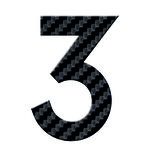 Numéro 3-Numéro adhésif pour boîtes aux lettres - Vinyle épais texturé, hauteur 50 mm - Carbone