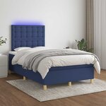 vidaXL Sommier à lattes de lit matelas et LED bleu 120x190 cm tissu