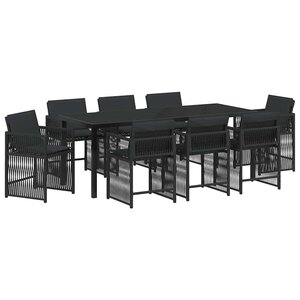 vidaXL Ensemble de salle à manger pour jardin 9 Pièces Noir polyrotin
