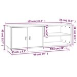 vidaXL Meuble TV Gris 105x34x40 cm Bois de pin massif
