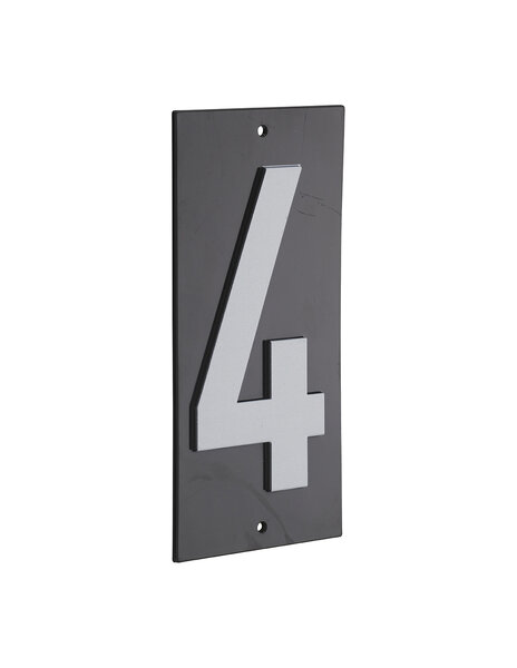 THIRARD - Plaque de signalisation 4  marquage blanc sur fond noir  panneau ABS à visser  56x120mm - THIRARD
