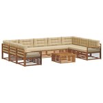 vidaXL Ensemble de canapés d'extérieur 10 pc Naturel et Beige