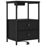 vidaXL Table de nuit avec station de chargement 2 Pièces Chêne noir
