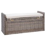 vidaXL Banc de rangement avec coussin Gris 110 x 40 x 50 cm Rotin