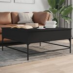 vidaXL Table basse noir 95x95x45 cm bois d'ingénierie et métal
