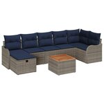 vidaXL Ensemble de canapé de jardin avec coussin 8 Pièces Gris Poly rotin