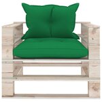 vidaXL Canapé palette de jardin avec coussins vert Bois de pin