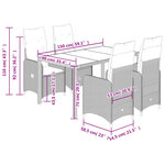 vidaXL Ensemble de bistro de jardin 5 Pièces coussins marron poly rotin