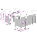 vidaXL Ensemble de bistro de jardin 7 Pièces coussins noir poly rotin