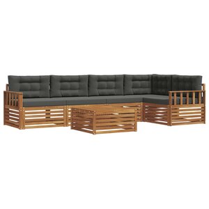 vidaXL Ensemble de canapés d'extérieur 6 pc Naturel et Anthracite