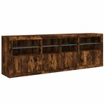 vidaXL Buffet avec lumières LED chêne fumé 202x37x67 cm